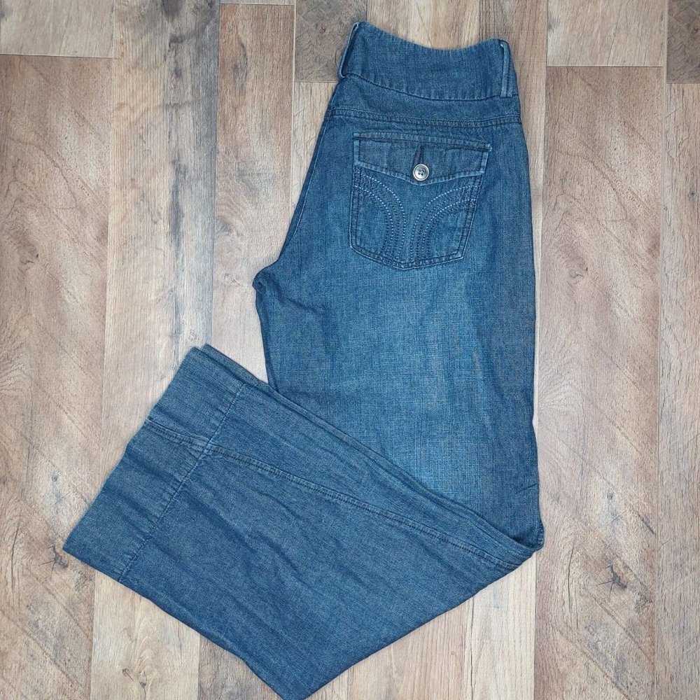 Lee Womens Jeans 10M One True Fit Lower Waist Flared Leg Denim Dark Blue